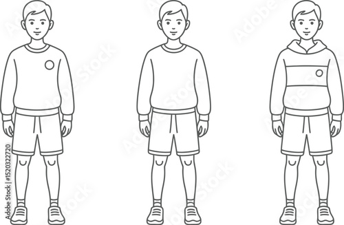 Vector fashion illustration of men and women's body silhouettes with diverse clothing styles, front and back