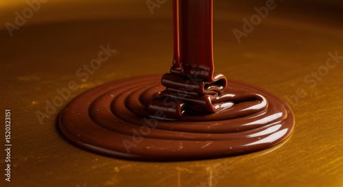 Dark liquid being poured onto a surface creating a circular puddle.
