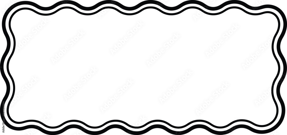 A rectangular frame with a wavy double line border on a white background illustration design art A rectangular frame with a wavy double line border on a white background illustration design art