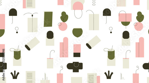Seamless vector pattern with doodle cosmetics icons
