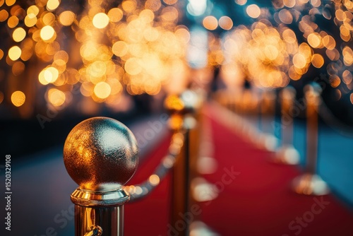 Red carpet event with golden barriers