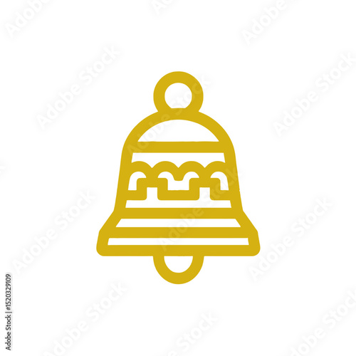 Golden Tibetan Bell Icon Vector Illustration for Meditation, Spirituality, and Culture