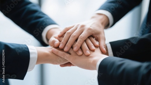 Wallpaper Mural Close Up of Business Professionals Joining Hands in a Gesture of Teamwork and Solidarity Torontodigital.ca