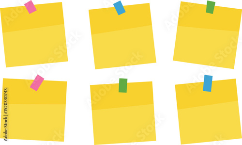 Bright yellow sticky notes on a blank background are perfect for office reminders or important messages