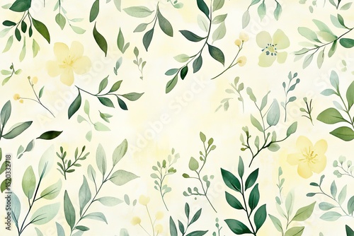 Wallpaper Mural Delicate floral and leaf pattern, light pastel colors Torontodigital.ca