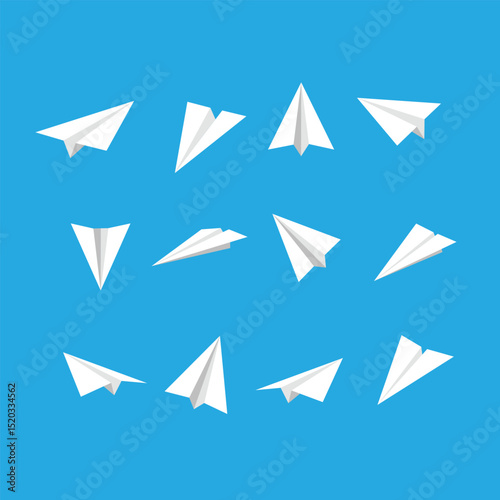 Handmade paper planes. Realistic handmade paper planes collection. Vector illustration.