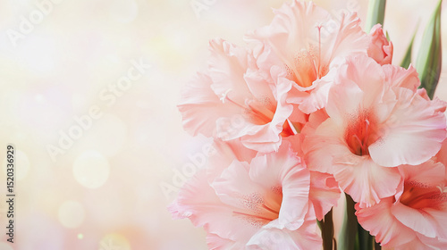 Elegant wedding invitation card background . Minimal hand painted watercolor Gladiolus flowers texture template background. Design for wedding, vip cover, poster, rsvp moderncard.Valentine's Day