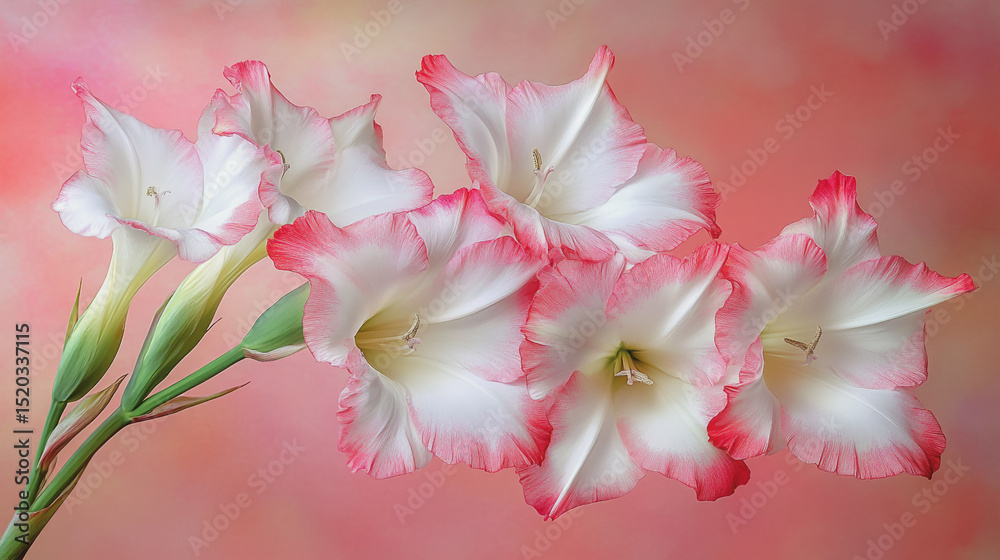 Obraz premium Elegant wedding invitation card background . Minimal hand painted watercolor Gladiolus flowers texture template background. Design for wedding, vip cover, poster, rsvp moderncard.Valentine's Day