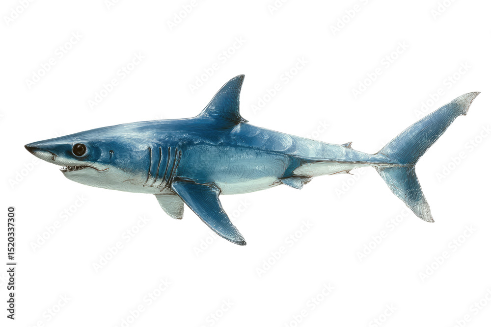 Obraz premium Detailed Illustration of a Majestic Blue Shark