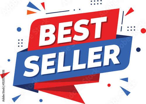 best seller phrase in bold ribbon-style typography with dynamic angles