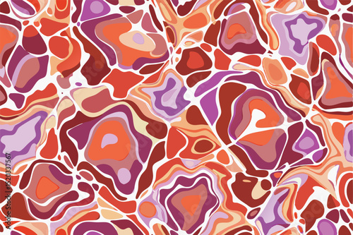 Abstract seamless pattern with saturated warm colors on white background for creative projects