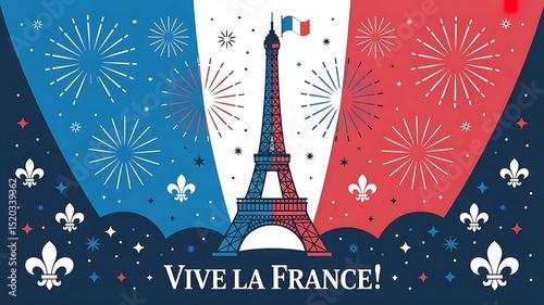 Bastille Day or French National Day related vector banner or background design concept, created with generative ai