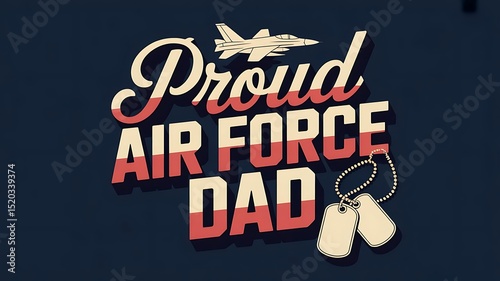 banner design with Proud Air Force Dad  text in bold, patriotic colors against dark background, created with generative ai
