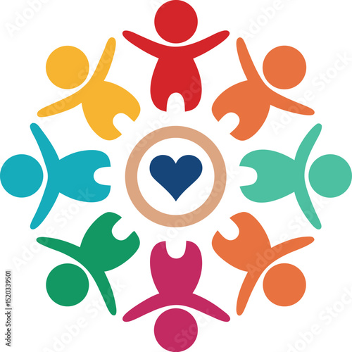 Colorful community circle illustrating unity, support, and inclusivity in a collaborative and harmonious design