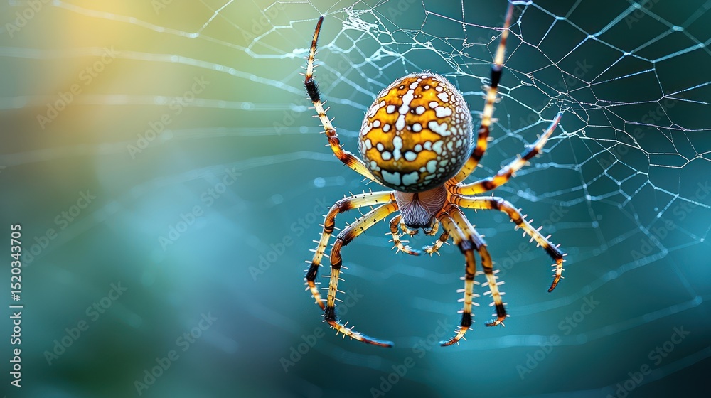 Obraz premium Vibrant Orb Weaver Spider on its Web