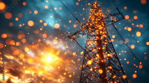 Power Tower Sunset Glow Illustration