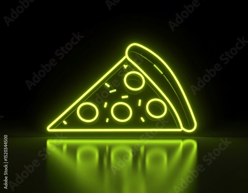 Neon green pizza slice graphic