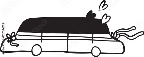Wedding car silhouette illustration.