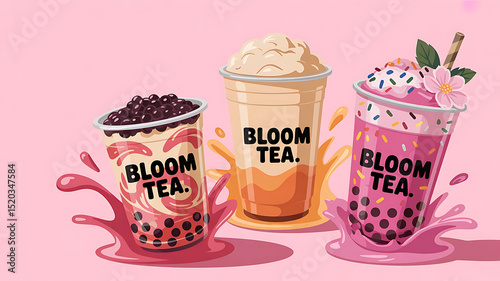 vibrant pink background sets the stage for a playful and inviting illustration of a colorful promotional banner created with generative ai