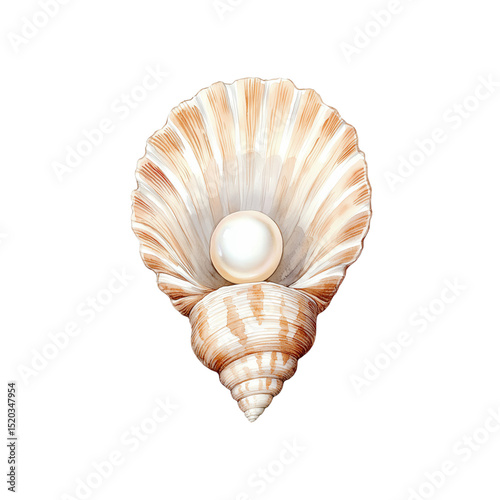 luxury seashell illustration realistic pearl in seashell, elegant seashell with pearl, luxury marine pearl illustration natural pearl beauty icon - pearl seashell
