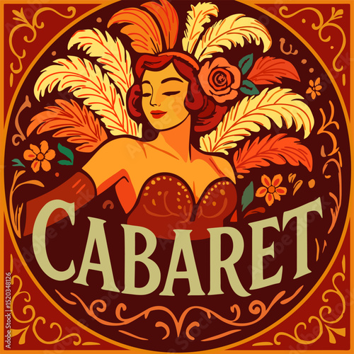Cabaret. Vector vintage poster with lettering