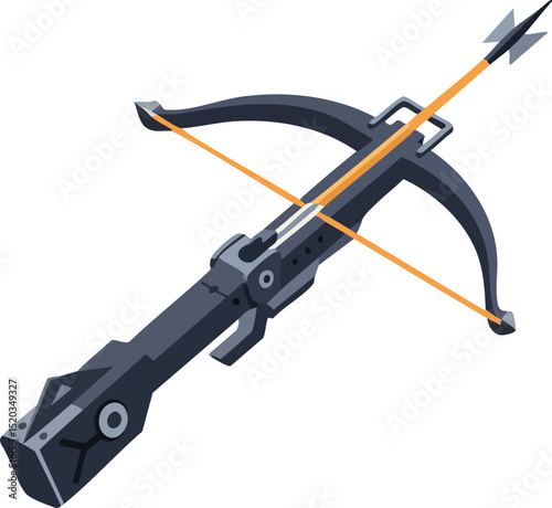Modern crossbow with arrow vector illustration in isometric style for weapon design and gaming assets 