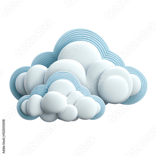 abstract weather icon pack 3d minimal cloud icon, abstract layered cloud illustration, blue white cloud computing element minimal cloud tech element