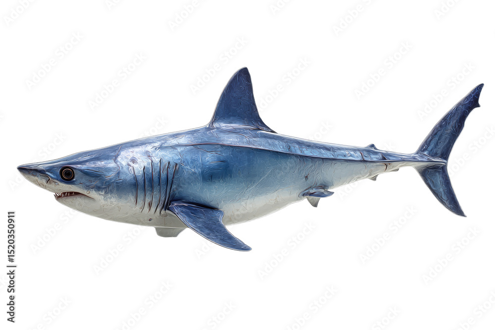 Naklejka premium Imposing Blue Shark Detailed Aquatic Predator Illustration