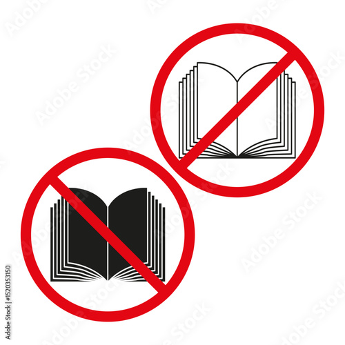 Prohibition sign icon. No book and phone. Red circle vector. Warning symbol shape.