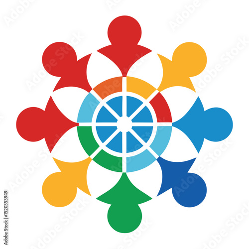 Colorful abstract community symbol showing inclusivity and diverse connections globally.