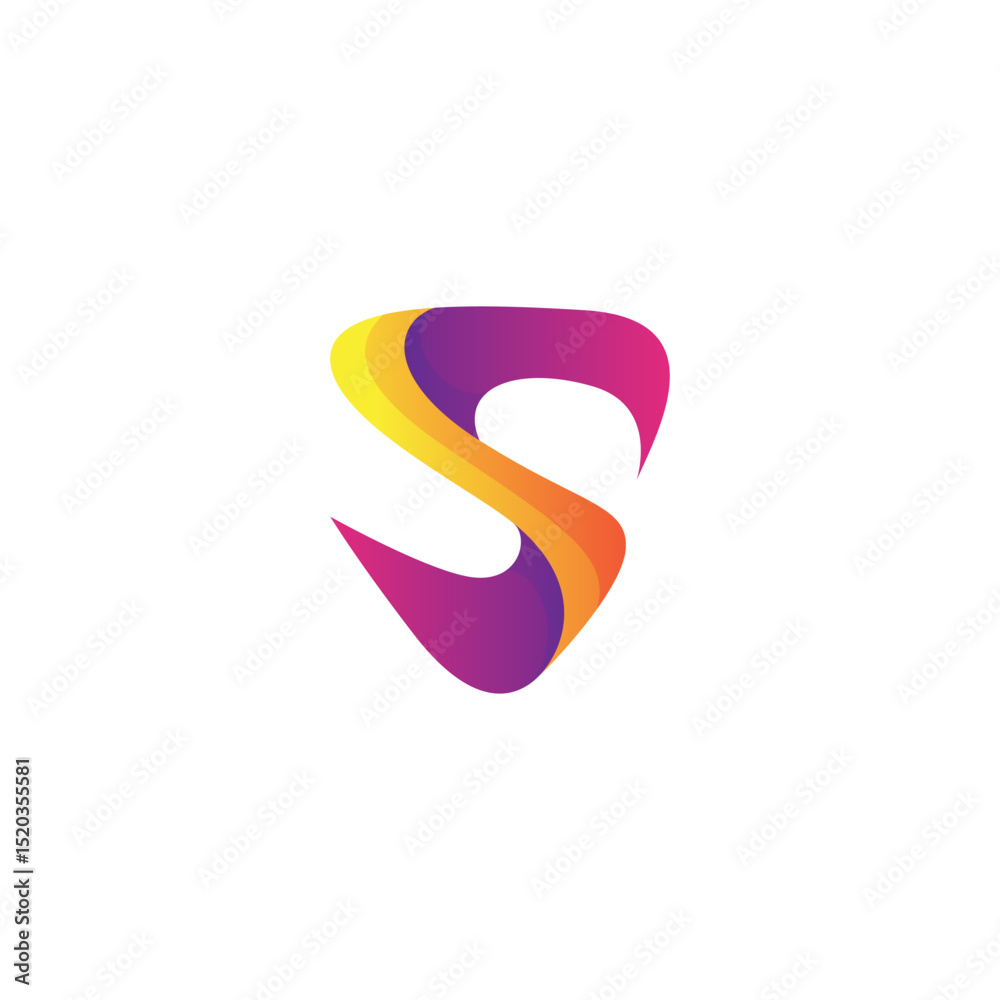 S letter logo with 3d style shield shape S letter logo with 3d style shield shape