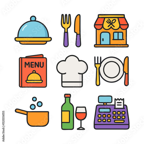 Modern vector icon restaurant flat design gourmet food culinary cuisine logo minimal illustration chef cooking kitchen meal dish cafe menu concept graphic element for branding and marketing use
