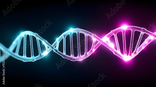 A visually striking illustration of a DNA double helix in vibrant blue and pink hues, symbolizing the essence of genetics and biological research in modern science.