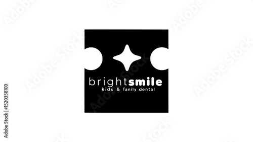 "Modern dental logo: central teal-green smile shape with a white star slightly offset above it. Brand name 'BrightSmile' in bold font placed near the smile, and 'KIDS & FAMILY DENTAL' in smaller text 