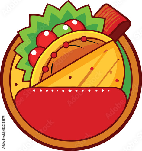 Delicious cartoon taco illustration featuring fresh ingredients and creative design