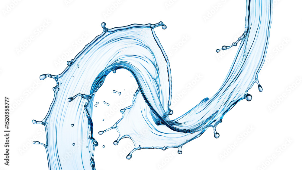 Fototapeta premium Splash de agua en forma curva. Aislado sobre fondo transparente. PNG. 