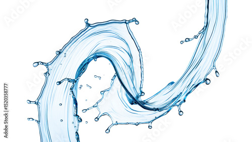 Splash de agua en forma  curva. Aislado sobre fondo transparente. PNG. 
