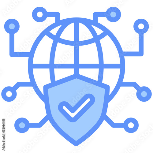 Network Icon Outline Blue