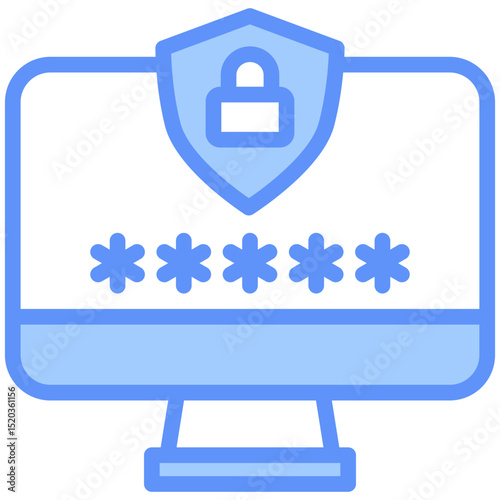Password Icon Outline Blue