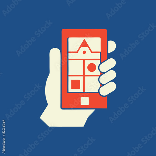 Modern smartphone held in hand displaying application user interface