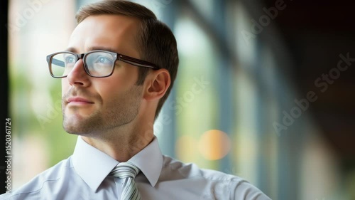 Wallpaper Mural Confident businessman looking forward in modern office setting Torontodigital.ca