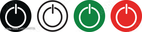 On off power button icon vector set, Green and red interface switch button concept. Switch toggle button. On and off power button. Black switch button, switch buttons set symbol,
