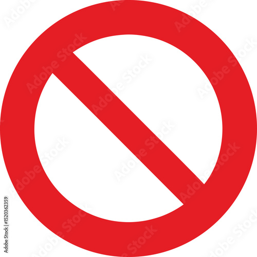 Prohibited sign in red color representing restriction and warning symbol