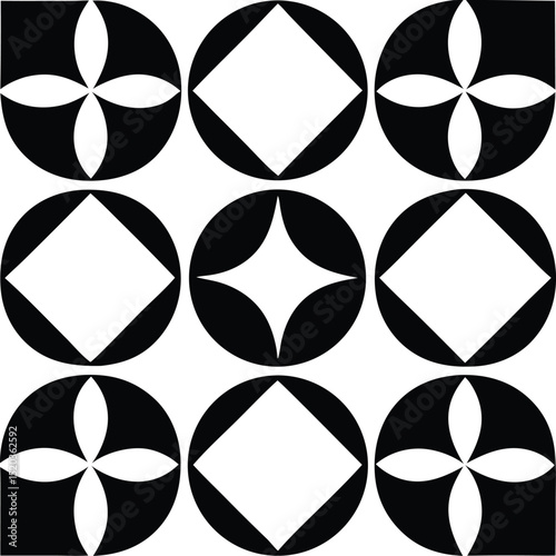 Set of nine unique black vector shapes with transparency for creative design projects