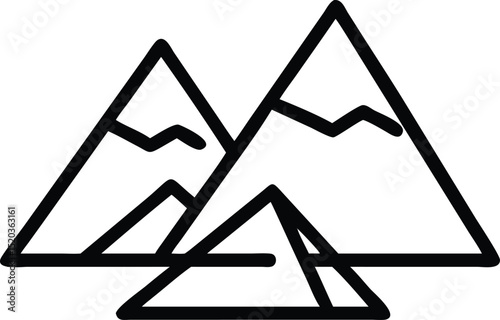 Simple black and white silhouette of a mountain peak with a flag design