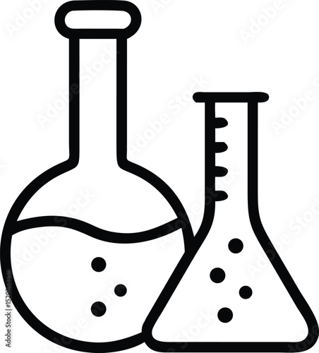 Simple chemistry laboratory glassware silhouette design with transparency on white