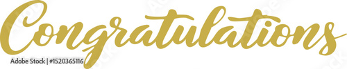 A 'Congratulations' text design in an elegant and modern calligraphy font. The lettering is gold with a metallic shimmer effect, giving it a luxurious and celebratory appearance