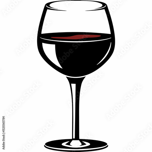 Red wine glass vector illustration for wine tasting events and alcoholic beverage related designs and projects