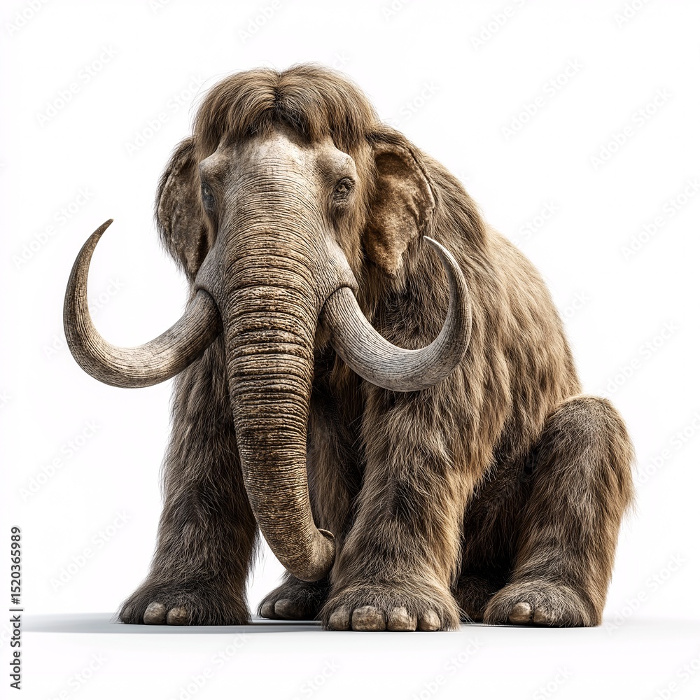 Obraz premium Prehistoric Mammoth. Discovering the Extinct Giant of the Ice Age with Iconic Ivory Tusks and Fur - Explore Ancient Wildlife and Natural History