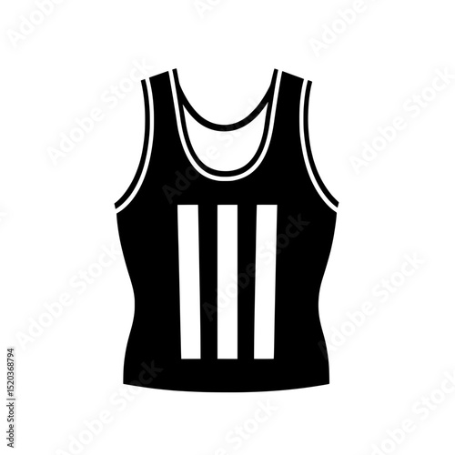 Athletic tank top icon with vertical stripe design for sports uniform, gym wear, or team outfit